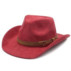 3818 Unisex Western Suede Cowboy Cowgirl Hat Classic Wide Brim Fedora Hat